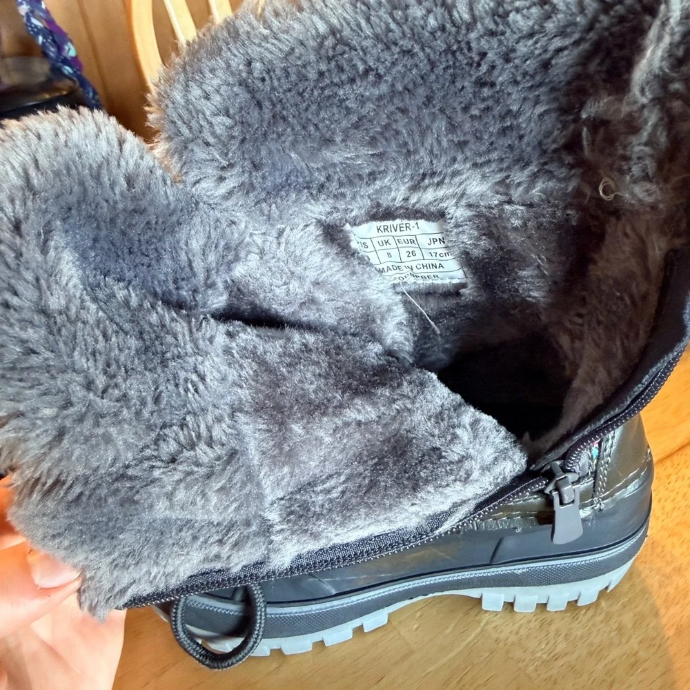 Dream Pairs Toddler Size 9 Winter Snow Boots Faux Fur Lined Black